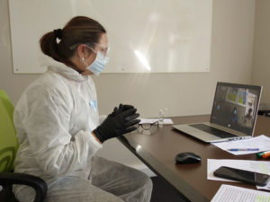 Liezl Foxcroft, General Manager Training, Master Cleaners Training Institute, delivering training to CrestClean personnel via Skype.